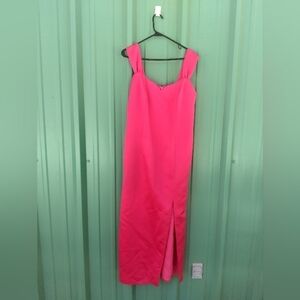 Womens Vintage Hot Pink Long Maxi Formal Cocktail Dress Plus Size 14 Barbie Prom